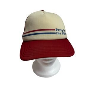 JUNK FOOD Party in the USA Retro Mesh SnapBack Hat Cap Adult One Size Red White